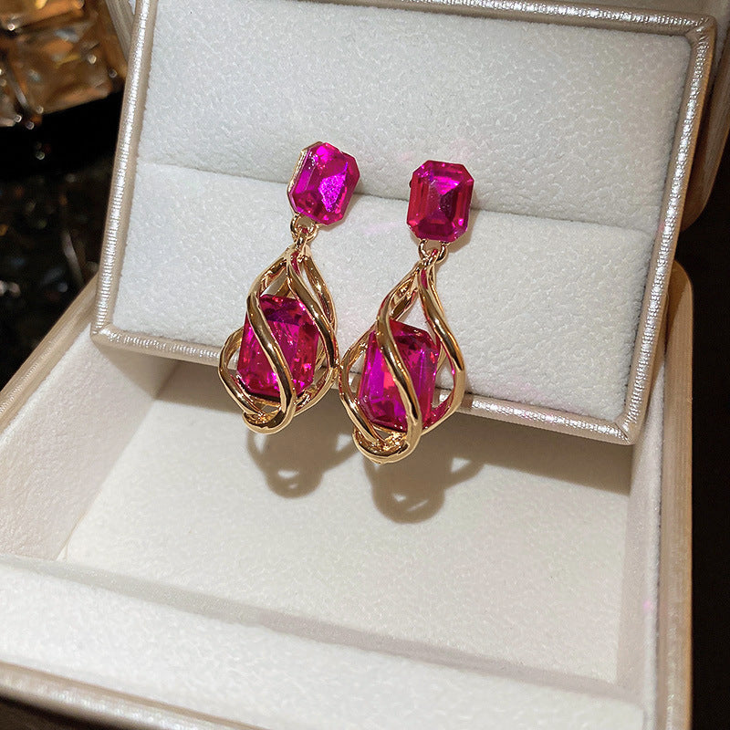 Pendientes Geométricos de Acrílico Estilo Vintage con Postes de Acero Chapado en Oro para Mujer