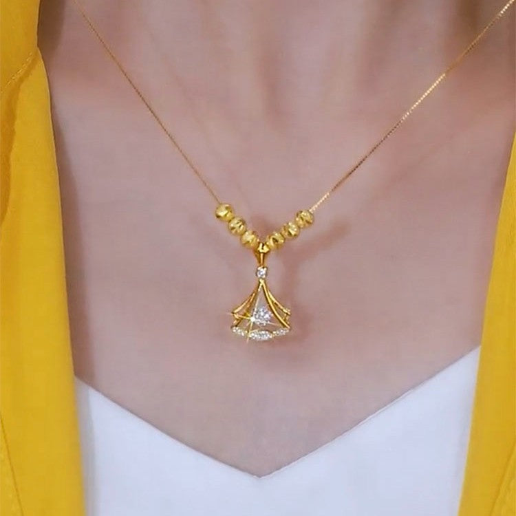 Elegant Ginkgo Leaf Pendant Necklace for Women with Titanium Steel Chain and Plated Finish