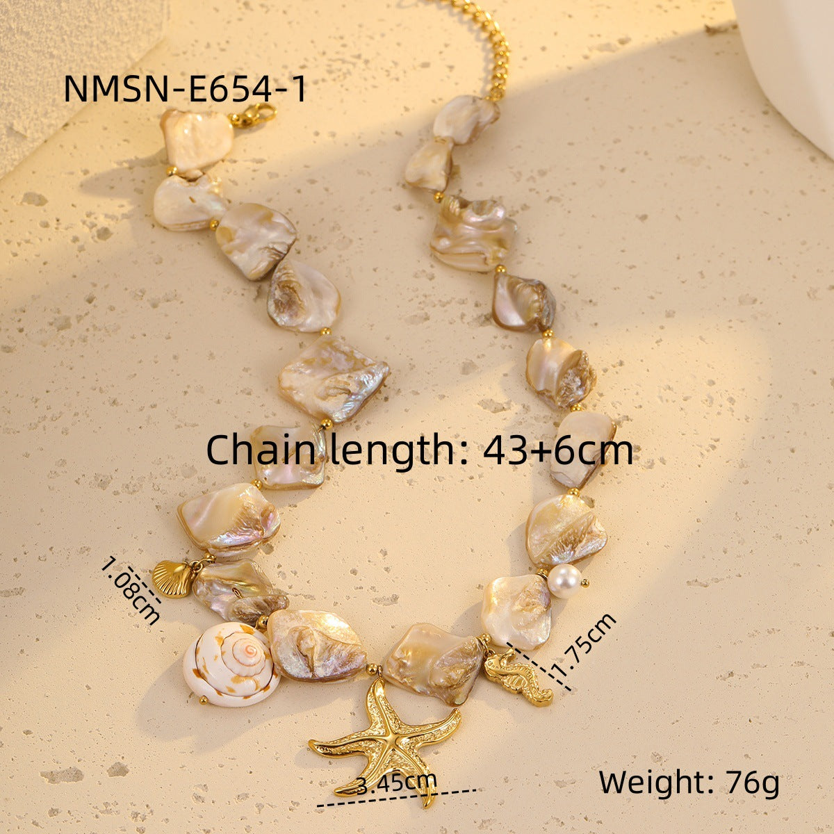Fashionable Ocean-Themed Stainless Steel Plated Clavicle Necklace Set with Starfish and Coral Motifs for Women