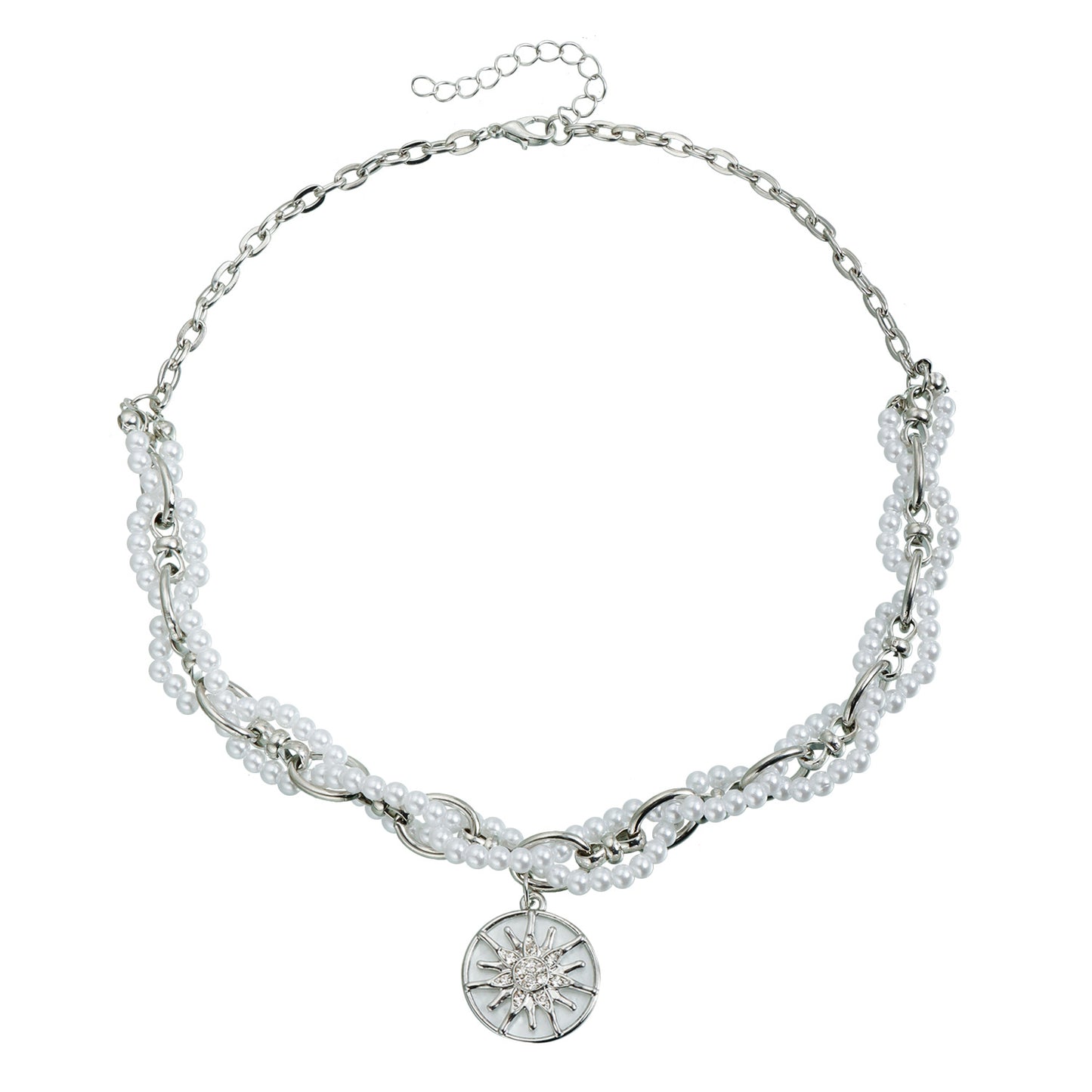 Collar con colgante de estrella geométrica de aleación con acabado galvanizado para mujer - Delicada cadena para clavícula y cadena para suéter