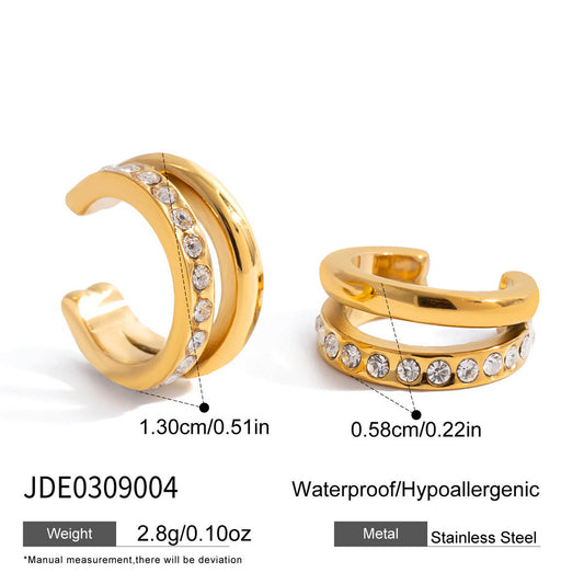Elegantes Pendientes Geométricos de Acero Inoxidable con Acabado Chapado en Circonita Cúbica Verde para Mujer