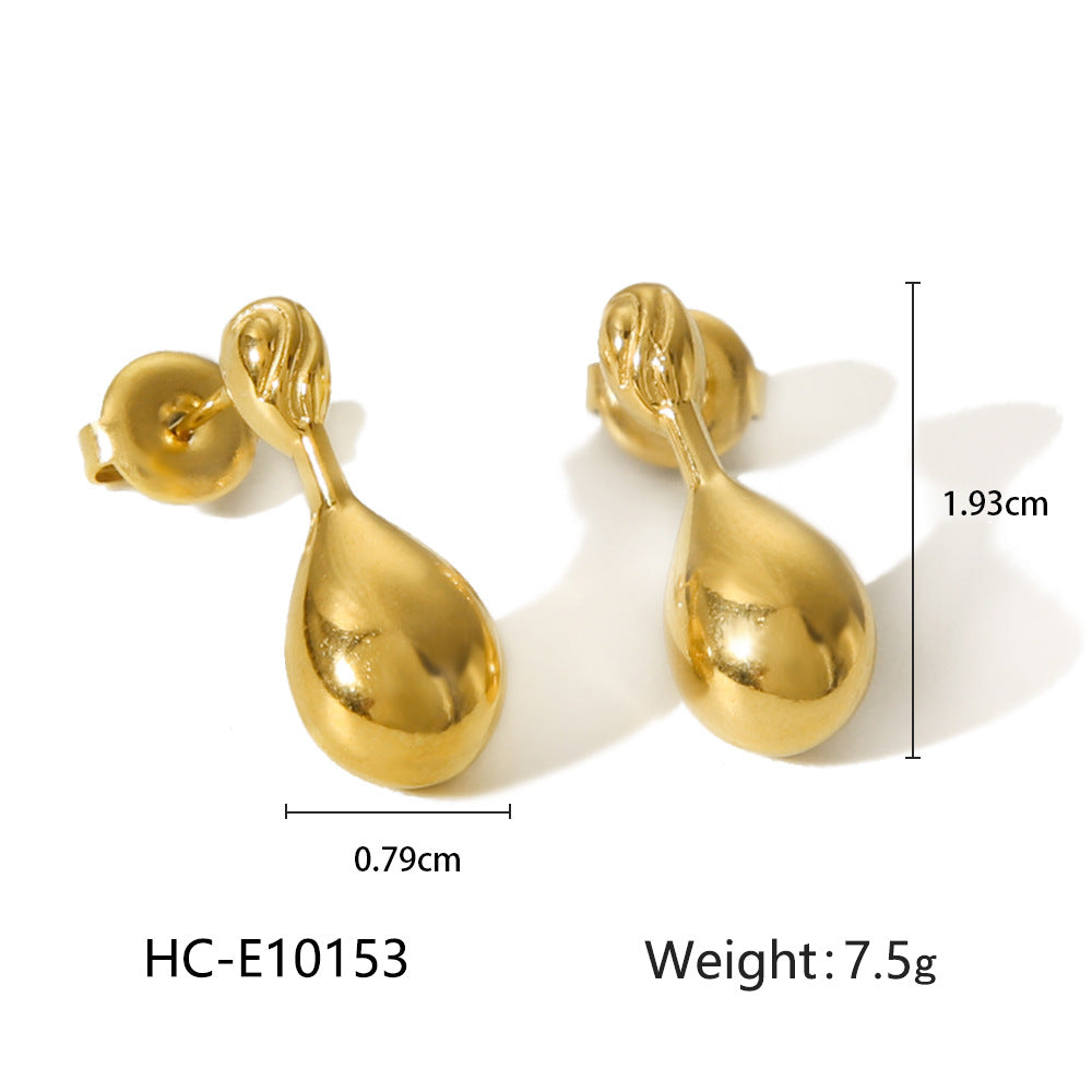Aretes de acero inoxidable con diseño geométrico de gota de agua chapado en oro de 18 quilates de moda para mujer