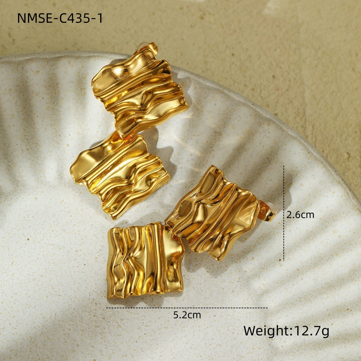 Vintage Geometric Stainless Steel Earrings for Women with Plated Finish Elegant French-Inspired Luxury Ear Studs