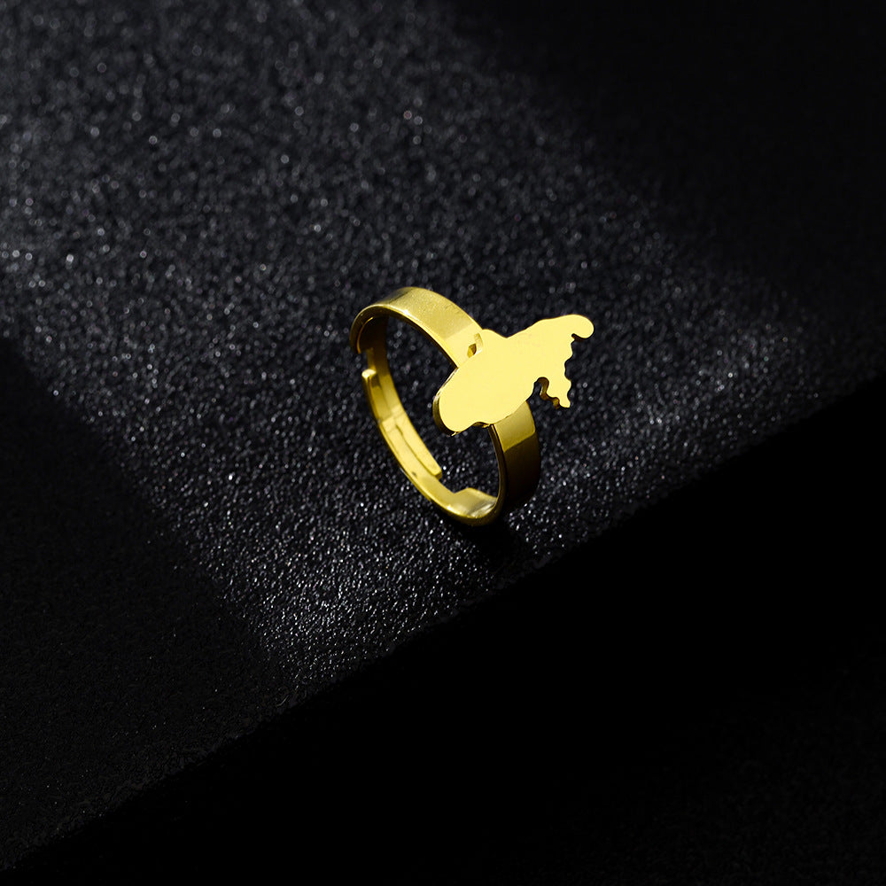 Anillo Unisex de Acero Inoxidable con Diseño Étnico Geométrico y Acabado Bañado
