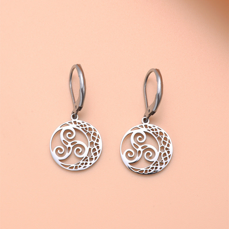 Sweet and Edgy Geometric Stainless Steel Hoop Earrings with Plated Finish Long Fashion Ear Jewelry for Women