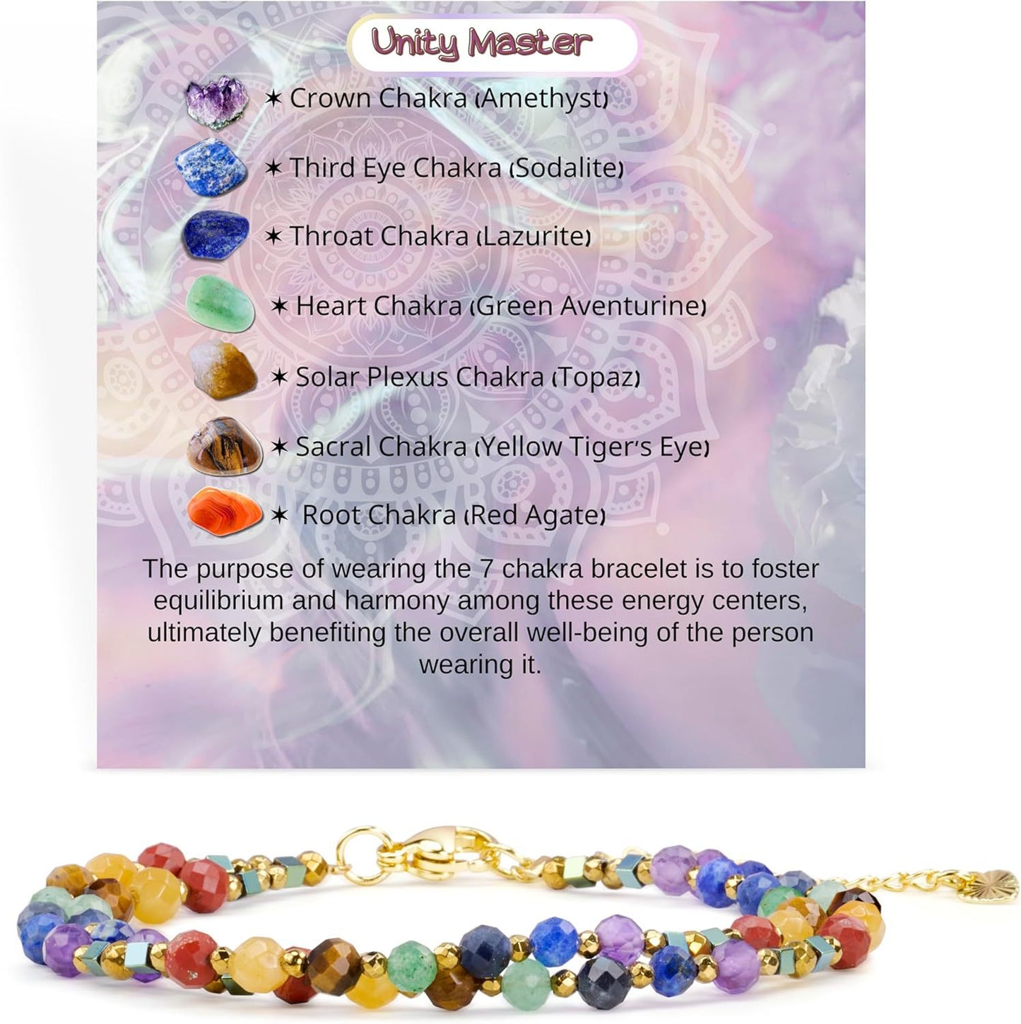 Geometric Natural Stone Crystal Beaded Bracelet Unisex Handmade Jewelry