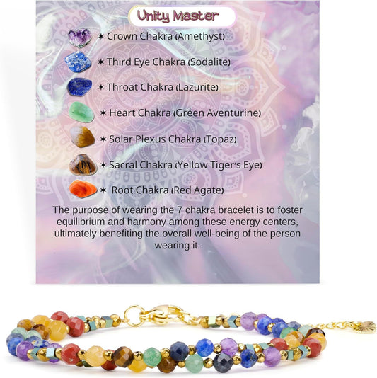 Geometric Natural Stone Crystal Beaded Bracelet Unisex Handmade Jewelry