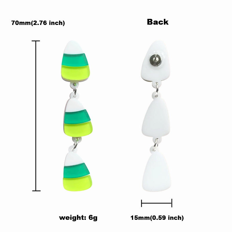 Pendientes de acrílico geométricos con forma de caramelo de Halloween para mujer con acabado artesanal