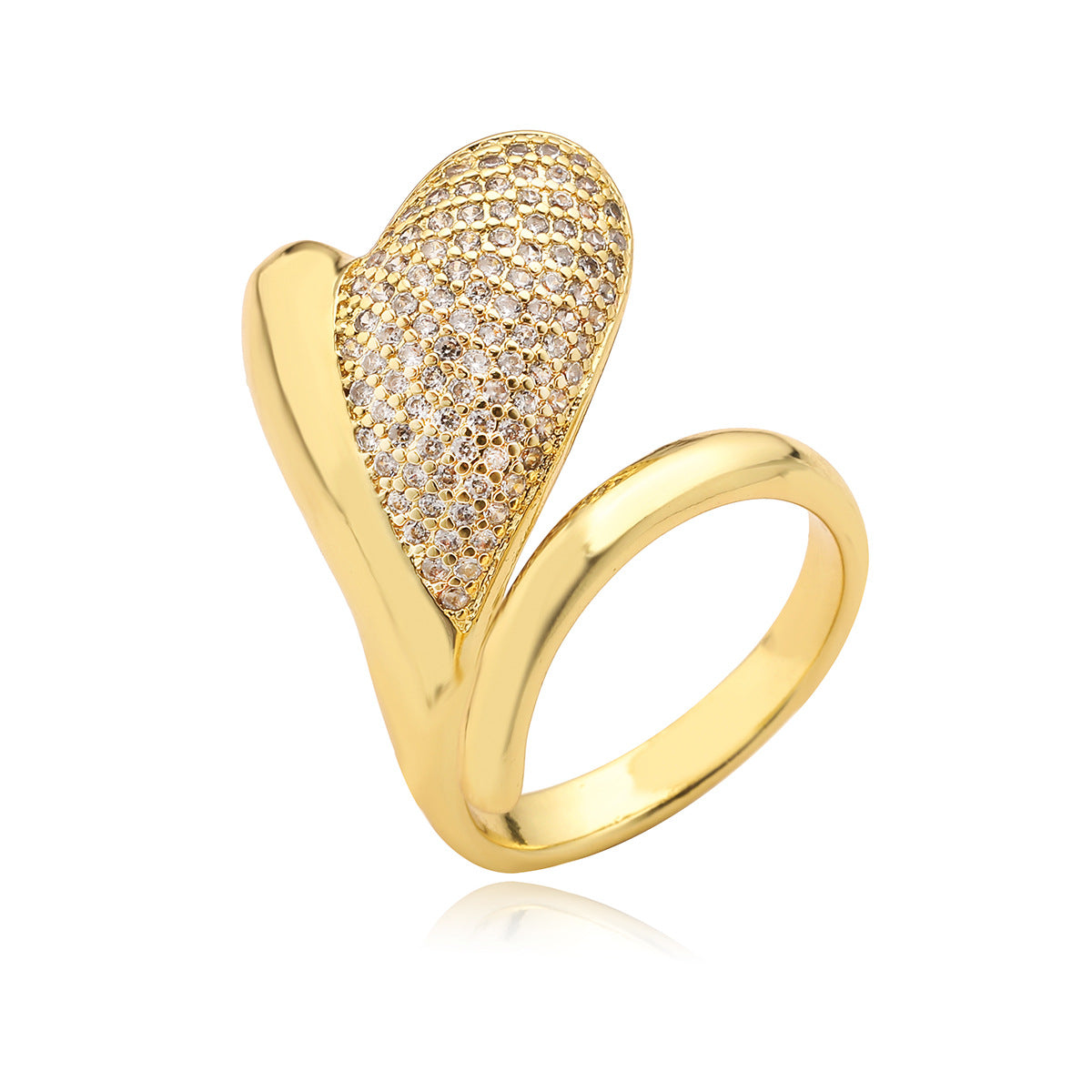 Anello in Rame Geometrico Minimalista alla Moda con Zirconia Micro-Pavé da Donna