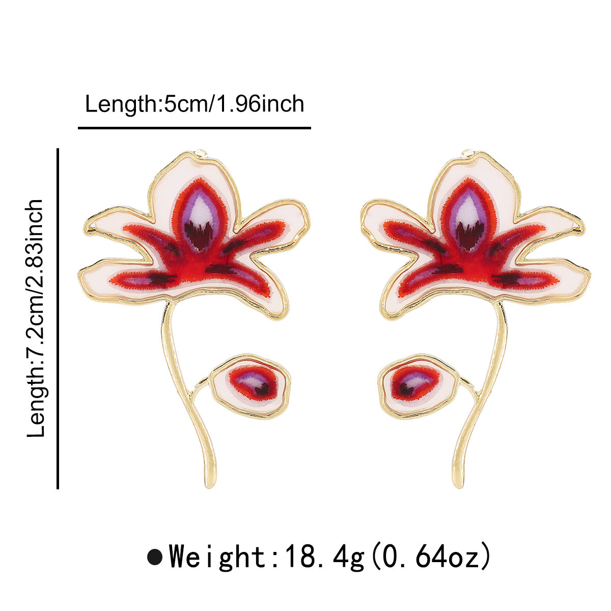 Minimalist Floral Geometric Zinc Alloy Earrings with Enamel Finish for Women