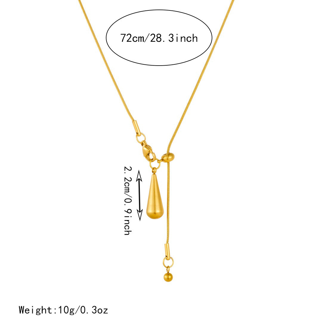 Minimalist Gold Plated Stainless Steel Teardrop Tassel Necklace