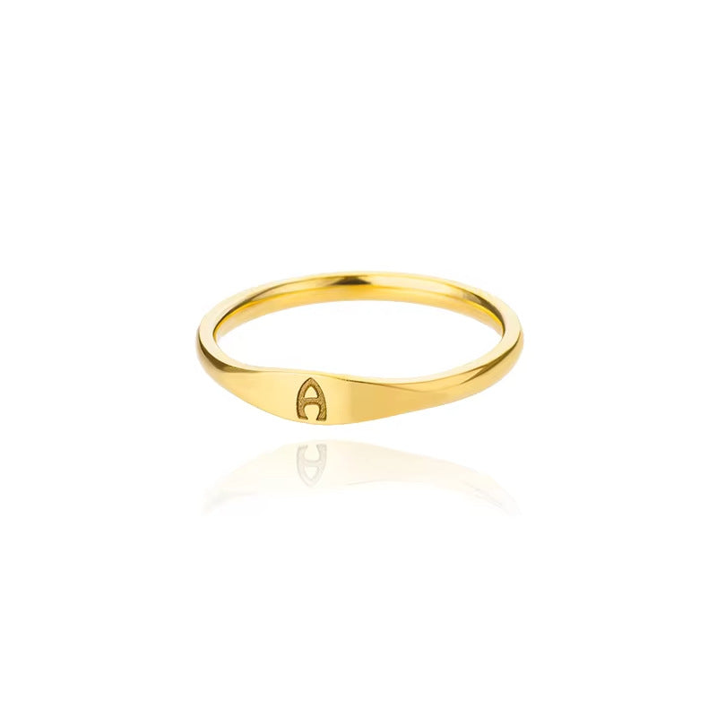 Minimalist Luxury Plated Stainless Steel Letter Ring Unisex