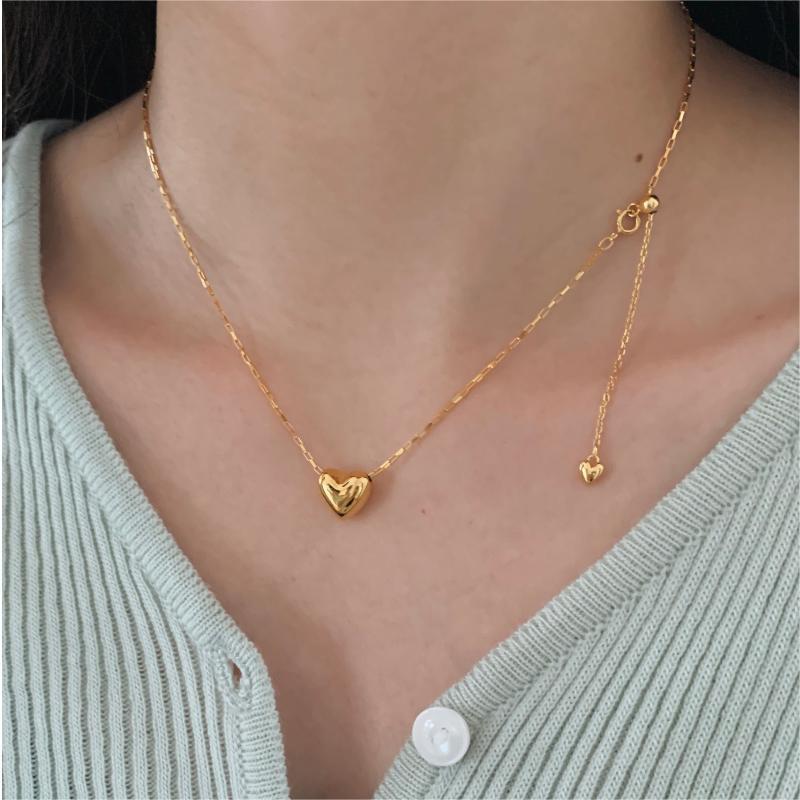 Minimalist Heart-Shaped 925 Sterling Silver Necklace with Rhodium Plating, Snake Chain, Floral Tulip Accent for Women
