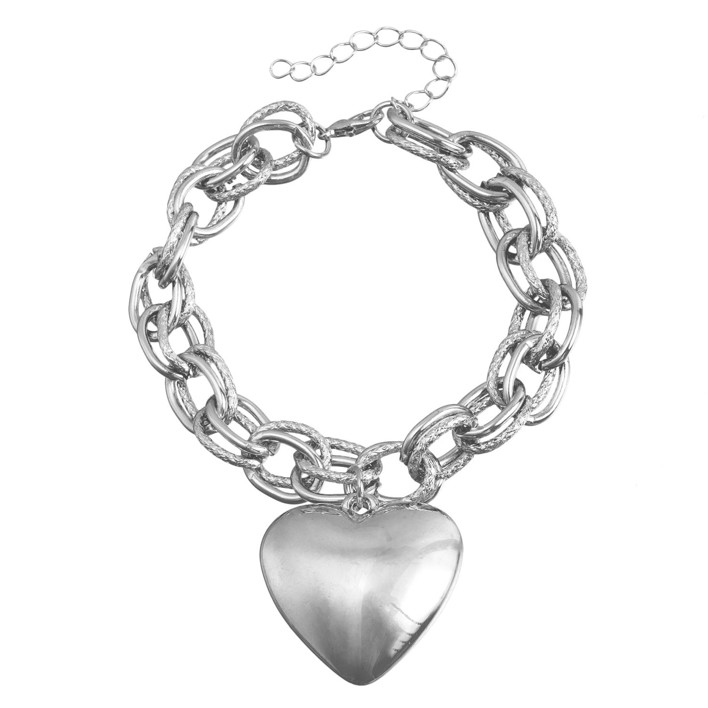 Minimalist Hollow-Out Oversized O-Link Necklace with Large Heart Pendant for Women