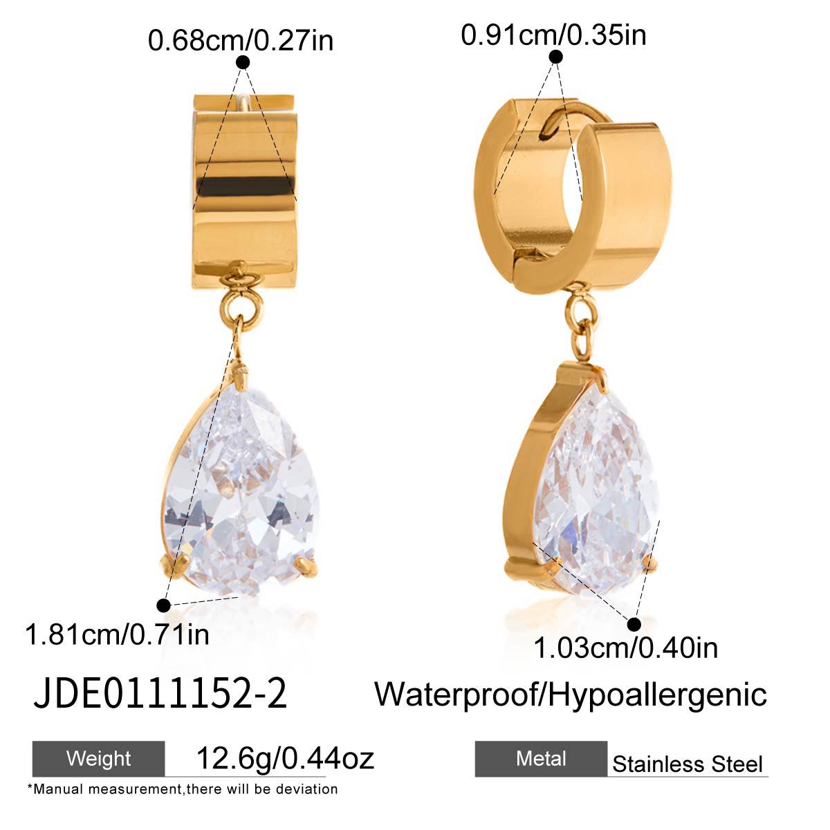 Elegant Geometric Round Stainless Steel Plated Cubic Zirconia Hoop Earrings for Women