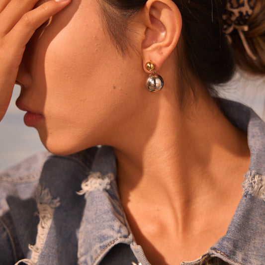 Pendientes de Acero Inoxidable Geométricos de Moda con Baño de Oro de 18K y Plata para Mujer