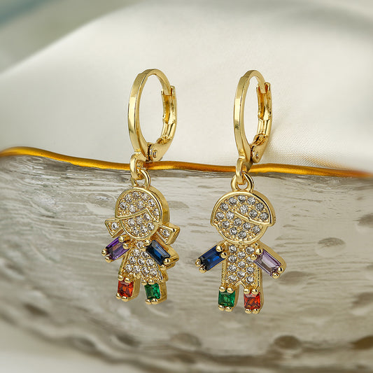 Pendientes colgantes geométricos minimalistas de cobre con circonitas microengastadas para mujer y hombre