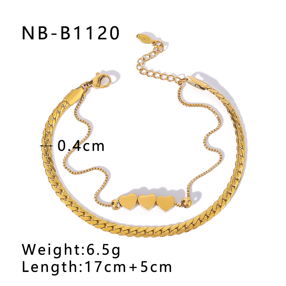Minimalist French-Style Round Geometric Titanium Steel Bracelet with Rhinestone Inlay and Polished Finish for Women
