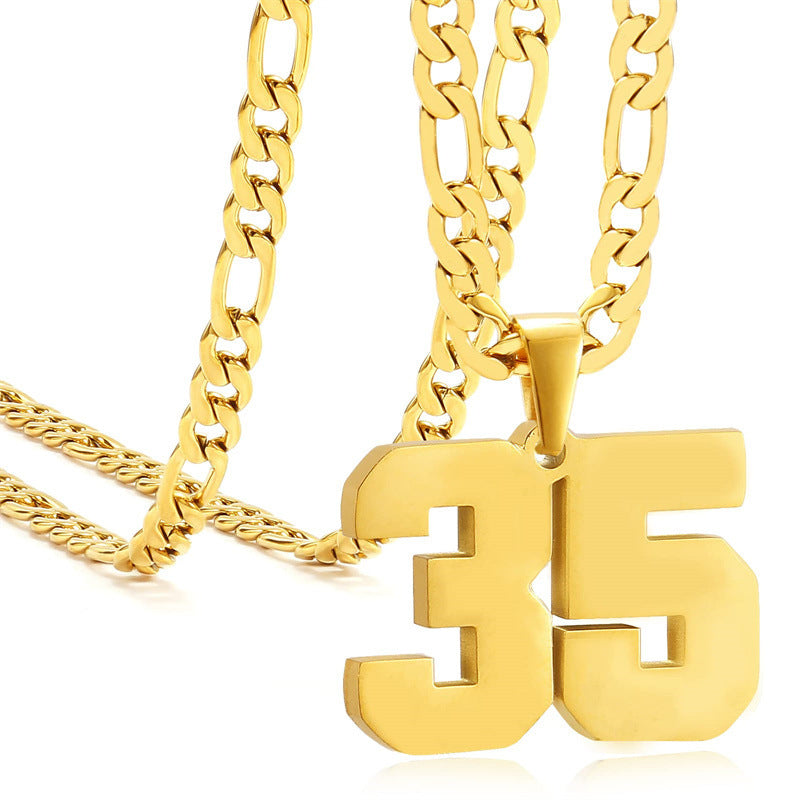 Minimalist Numeric Pendant Necklace for Men and Women Stainless Steel Chain with Polished Titanium Steel Charm