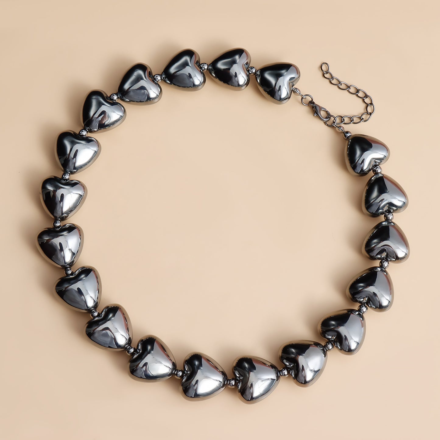 Collar con dije de corazón 3D dulce y atrevido con acabado galvanizado para mujer, cadena con relicario