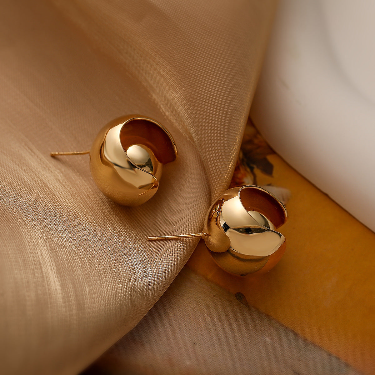 Minimalist Geometric Copper Ball Stud Earrings with Micro-Pavé Detailing for Women
