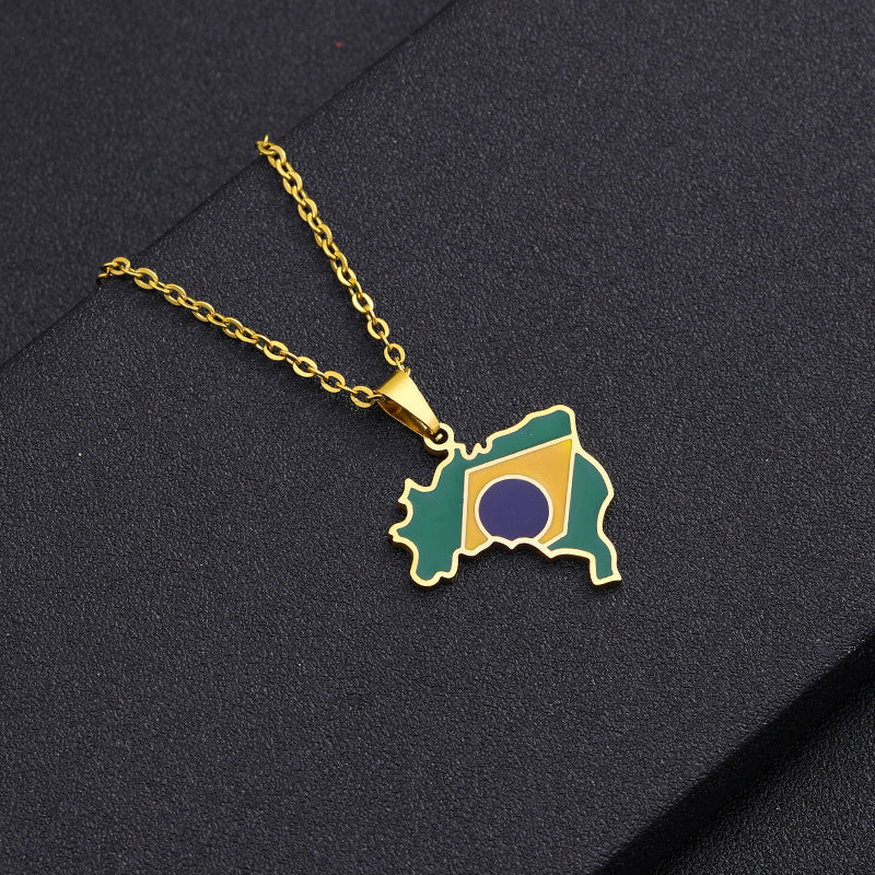 Collana con Ciondolo Geometrico Minimalista in Acciaio Inossidabile con Finitura Smaltata, Unisex