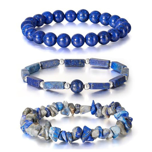 Natural Turquoise Tiger Eye Agate Geometric Round Beaded Stretch Bracelet Set for Men and Women