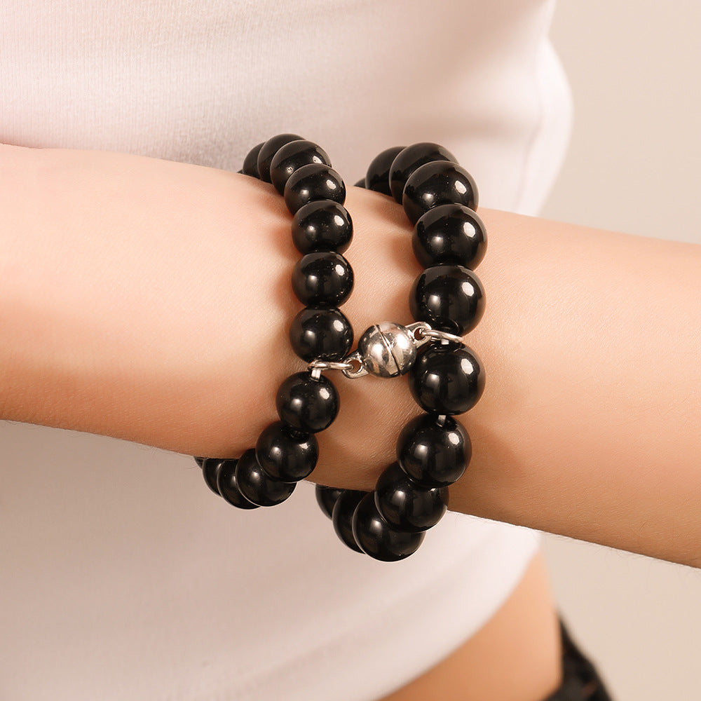 Geometric Round Stone Plated Bracelet Unisex