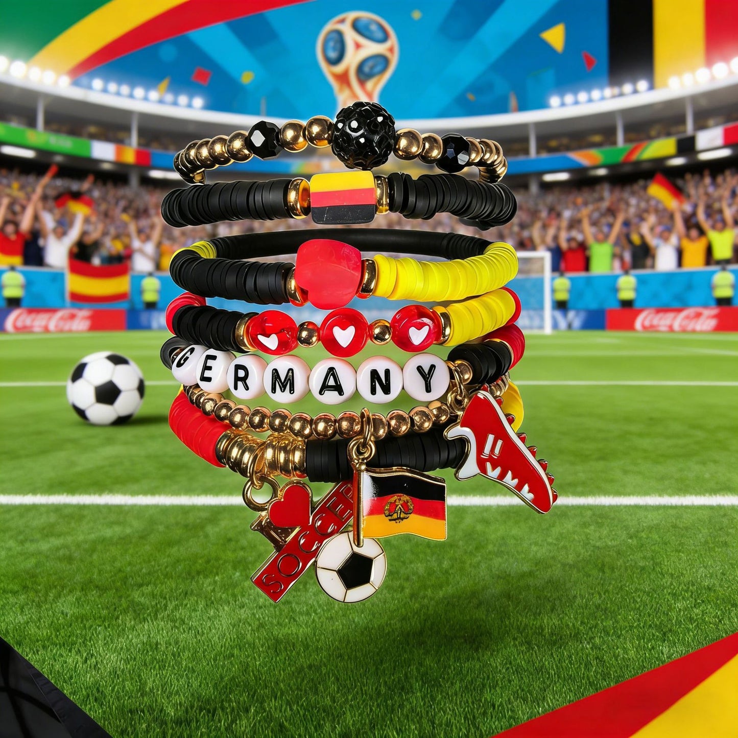 Vintage Handmade Resin Bracelet Unisex World Cup Fan Jewelry