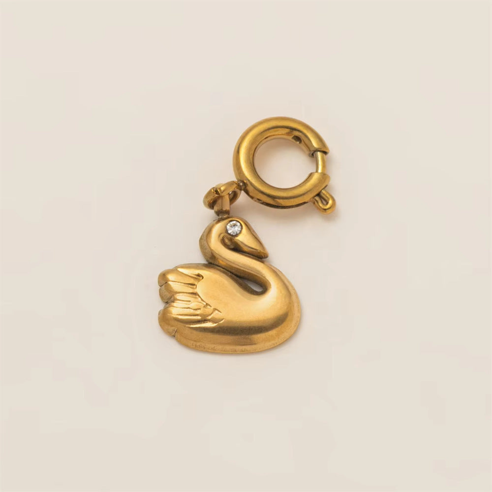 Vintage Cartoon Animal Geometric 18K Gold Plated Stainless Steel Charm Bar