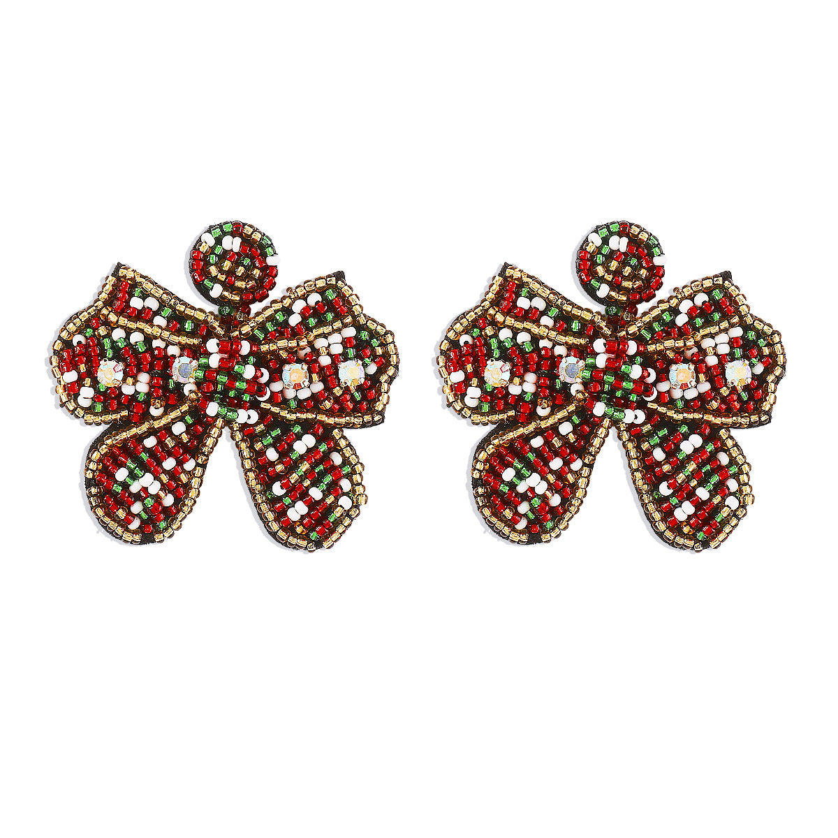 Pendientes acrílicos con forma de árbol de Navidad, con abalorios, cristales de estrás y base de PU. Joyería navideña geométrica hecha a mano.