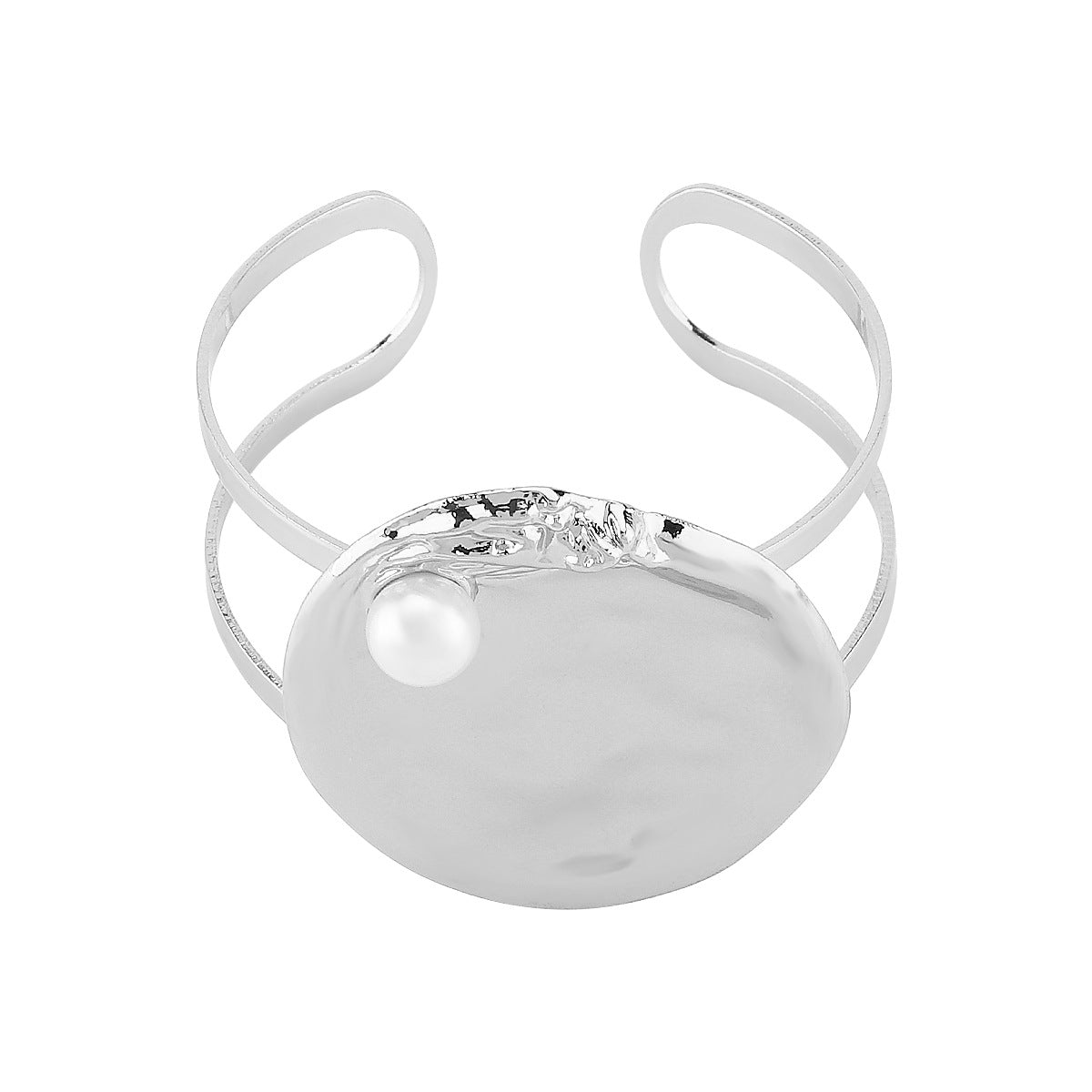 Bracciale con cuore geometrico ispirato al vintage in lega con perle simulate elettroplaccate da donna