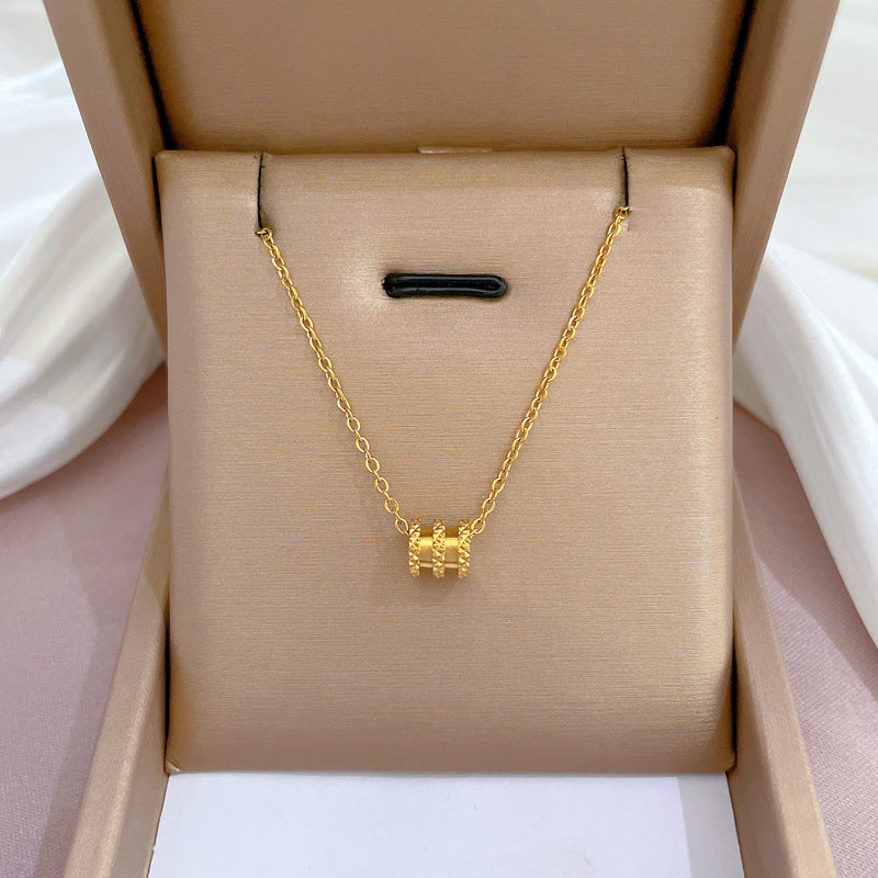 Collana con pendente geometrico minimalista in acciaio al titanio placcato per donna