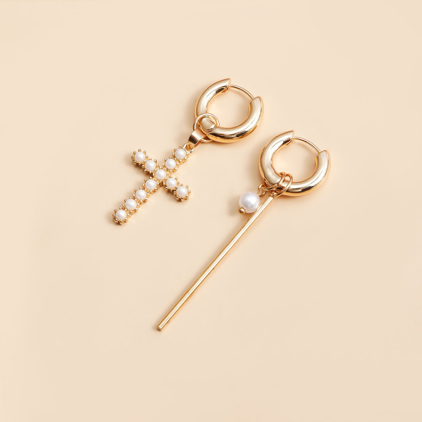 Pendientes de lujo estilo estrella, corazón, cruz y flor en aleación con acabado galvanizado para mujer
