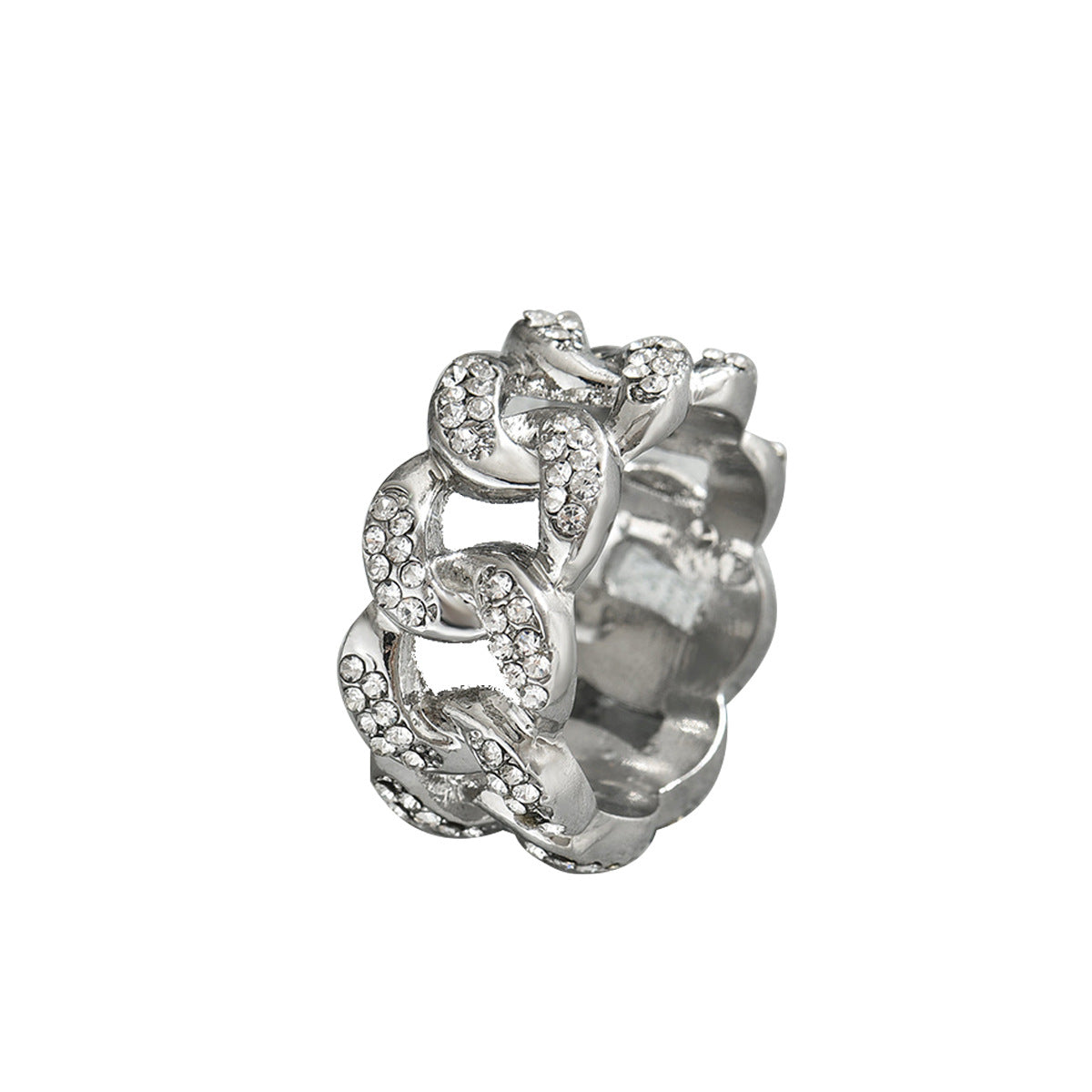 Anello Minimalista Geometrico in Lega di Zinco da Donna con Intarsio di Diamanti, Anello Semplice per Dito Indice