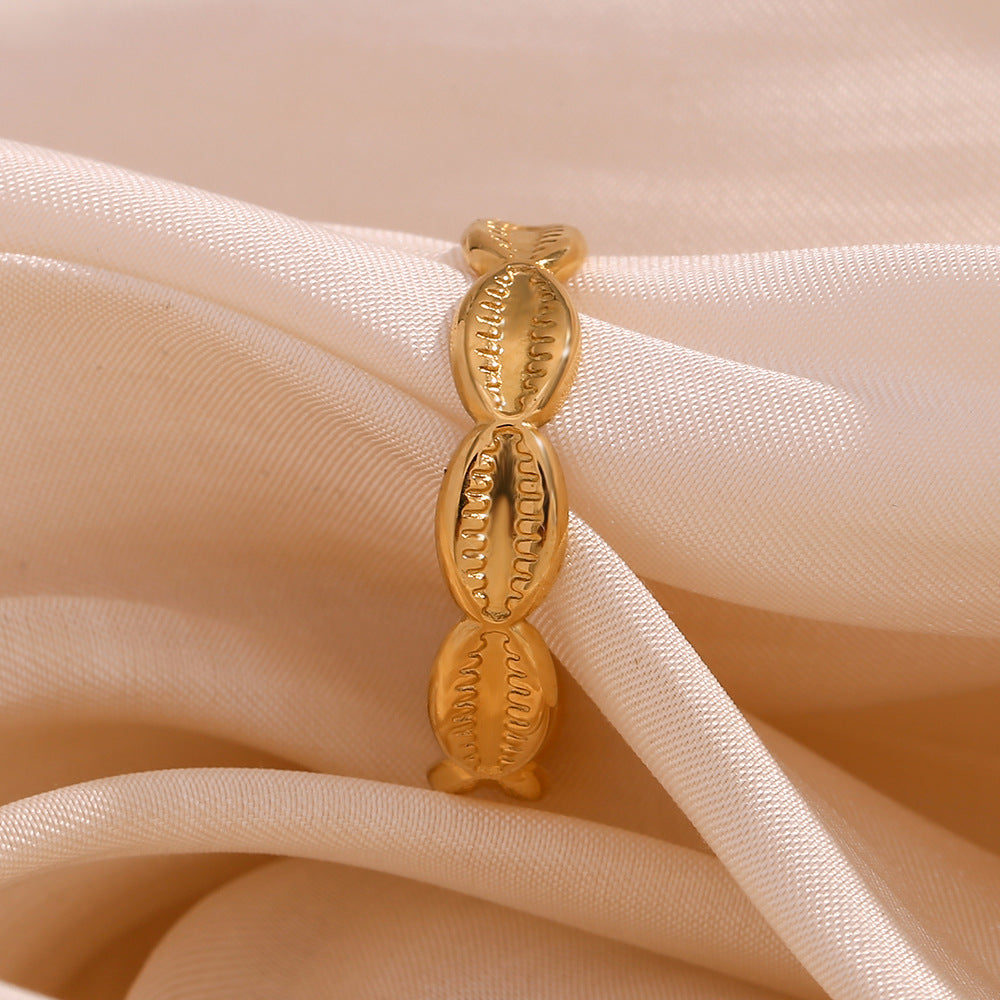 Anello da donna regolabile in acciaio inossidabile con placcatura in oro 18 carati dal design geometrico creativo, accessorio di moda con motivo a denti