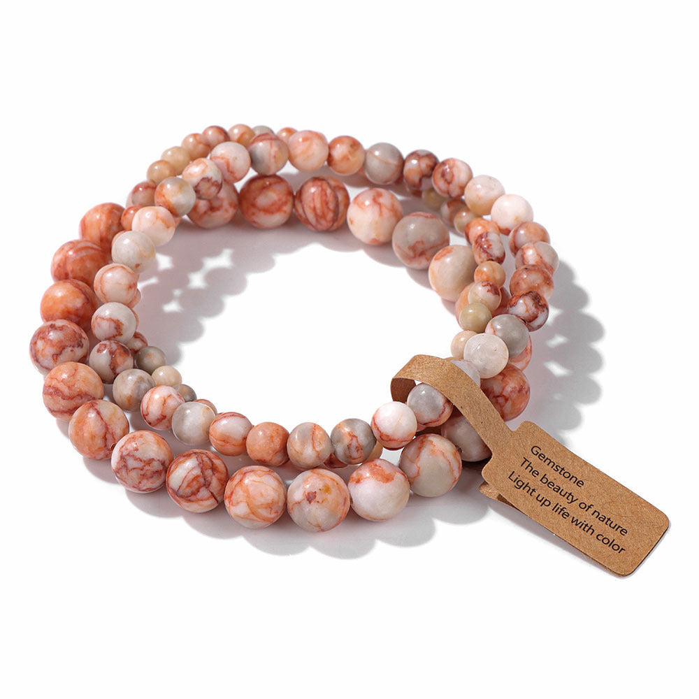 Vintage Minimalist Geometric Stone Beaded Stretch Bracelet Set Unisex Jewelry