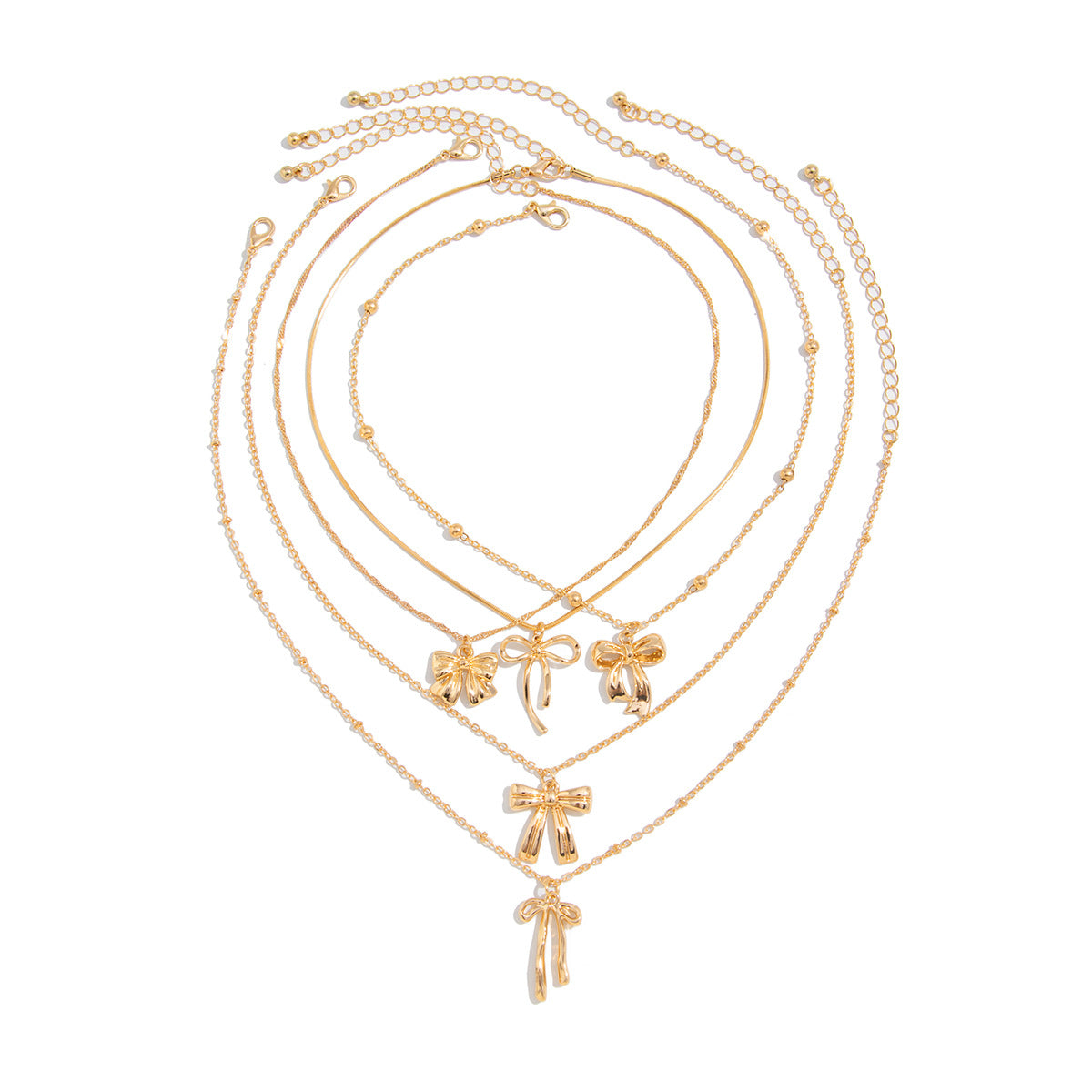 Hip-hop Minimalist Butterfly Alloy Plated Pendant Necklace Set for Women