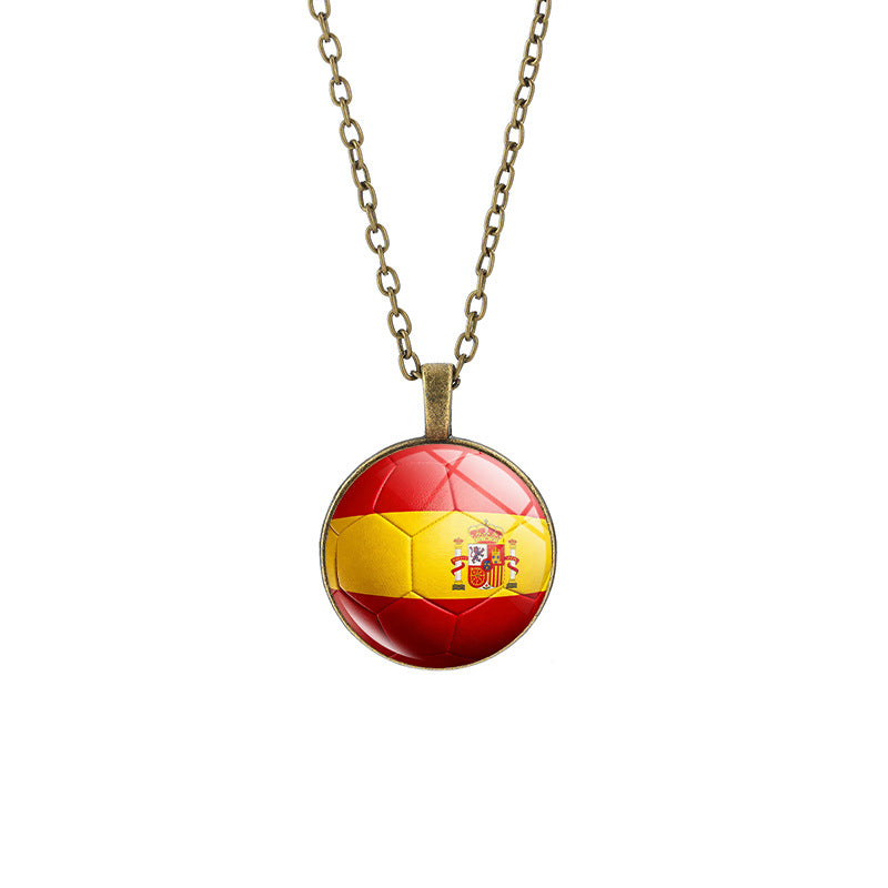 Sporty Round Geometric Alloy Plated Pendant Necklace with Crystal Charm for Unisex