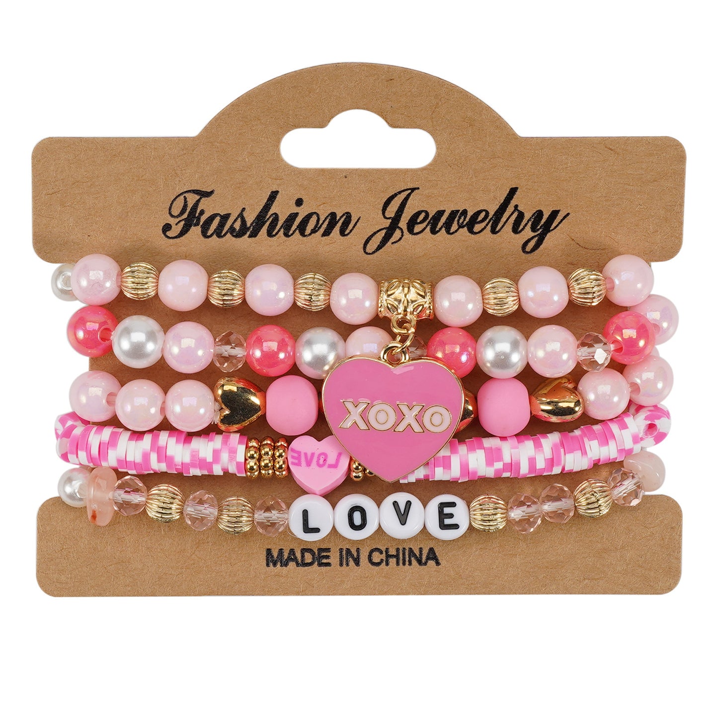Heart Shape Resin Crystal Floral Pattern Unisex Bracelet