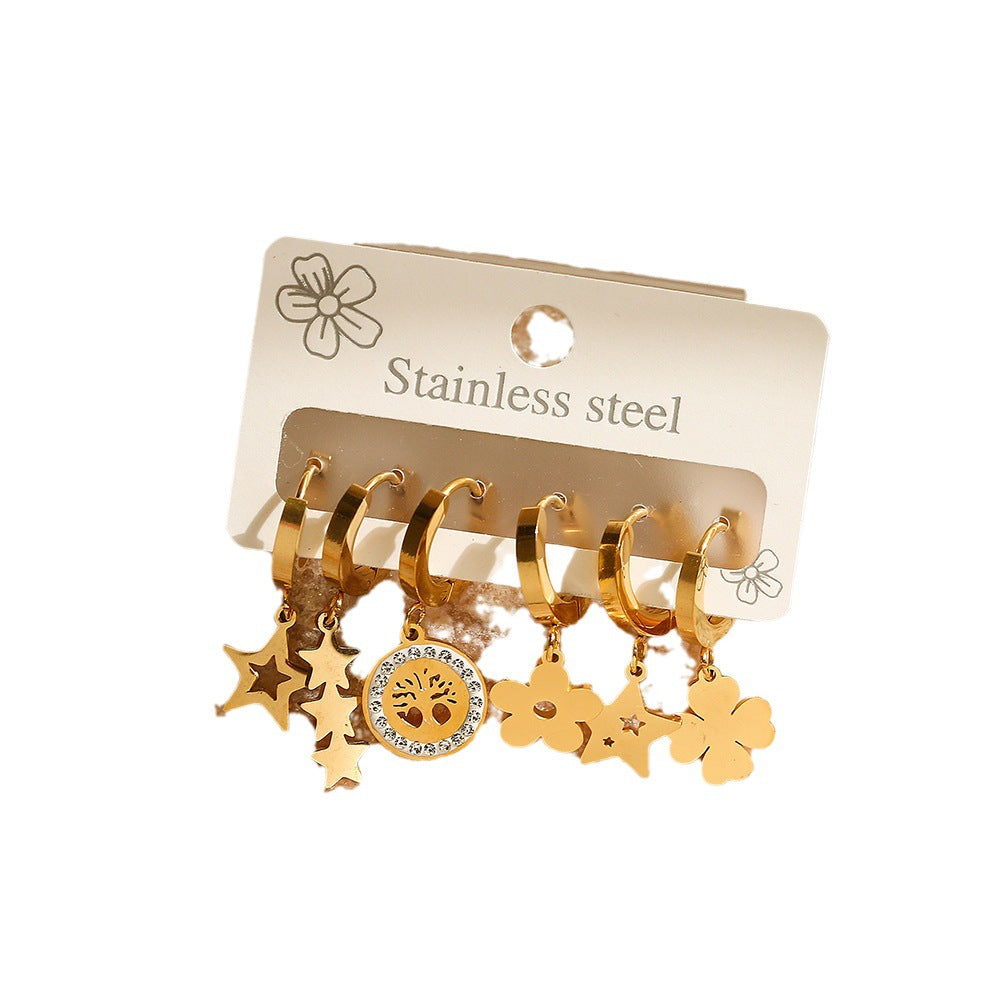 Minimalist Geometric Titanium Steel Earrings for Women with Plated Finish and Irregular Design