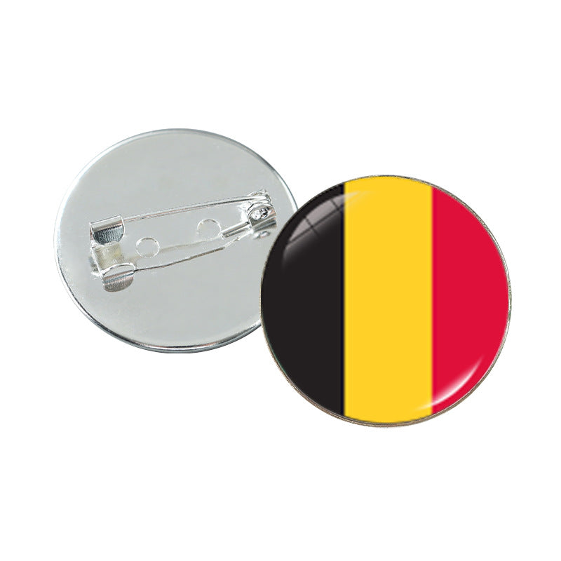 Minimalist Geometric Alloy Plated Brooch with Cabochon Gemstone Unisex Pin Badge