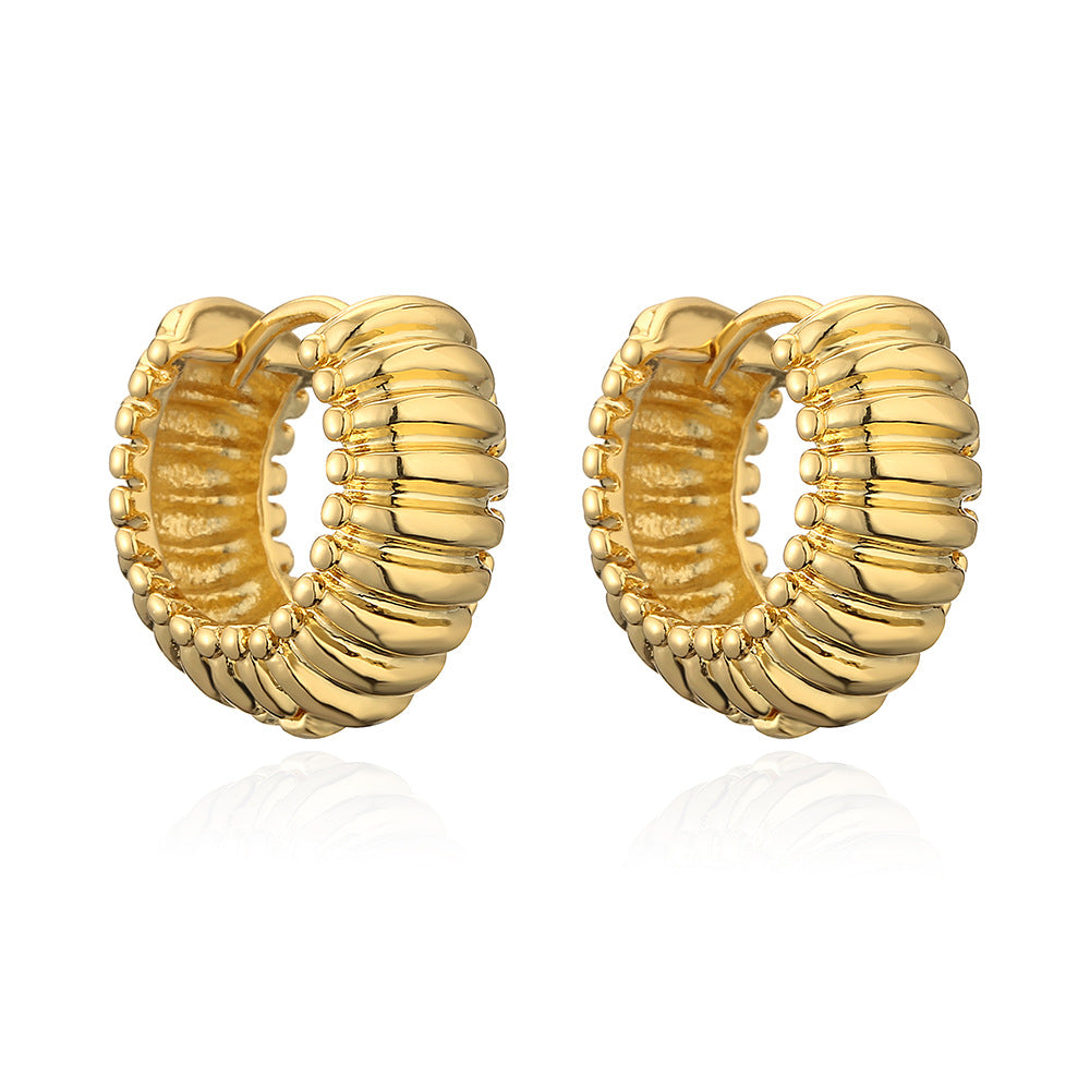 Orecchini a Cerchio Geometrici da Donna Ispirati al Vintage in Ottone con Placcatura in Oro 18K
