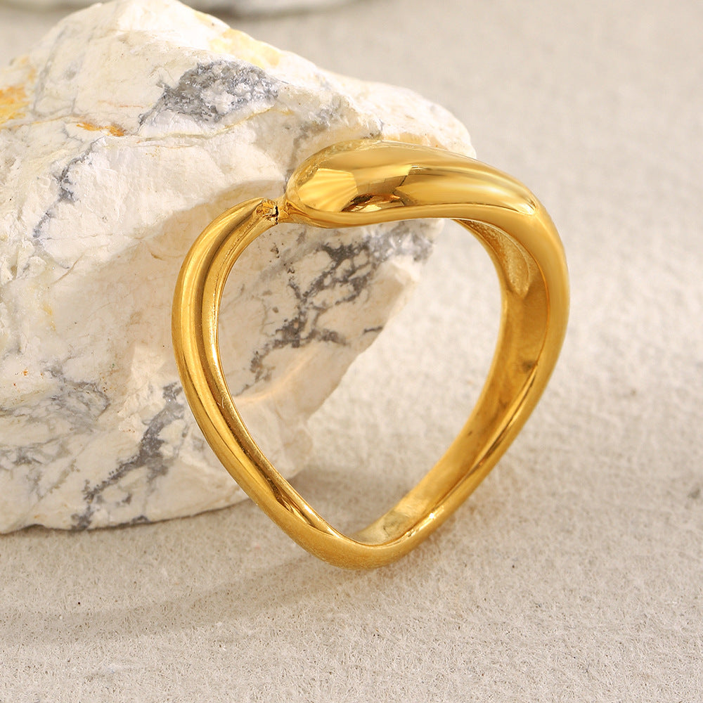 Anello Minimalista Irregolare Attorcigliato in Acciaio Inossidabile con Placcatura Oro 18K da Donna