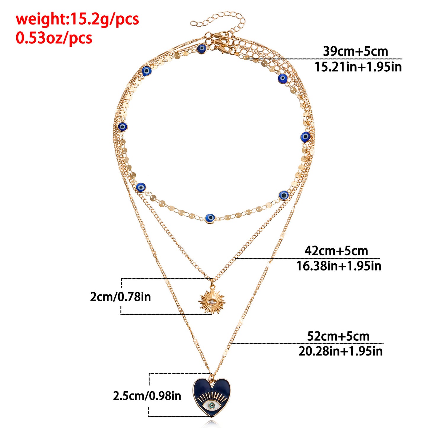 Minimalist Geometric Evil Eye Pendant Necklace for Women with Alloy Chain and Electroplated Finish