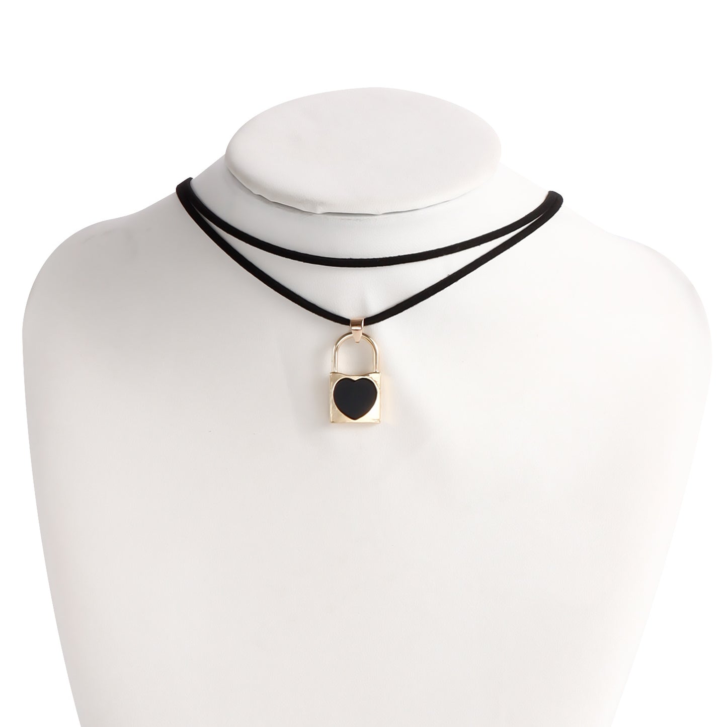 Adjustable Black Mother-of-Pearl Look Lock Pendant Necklace for Women in Alloy with Plating Finish Geometric Design Fashion Casual Style