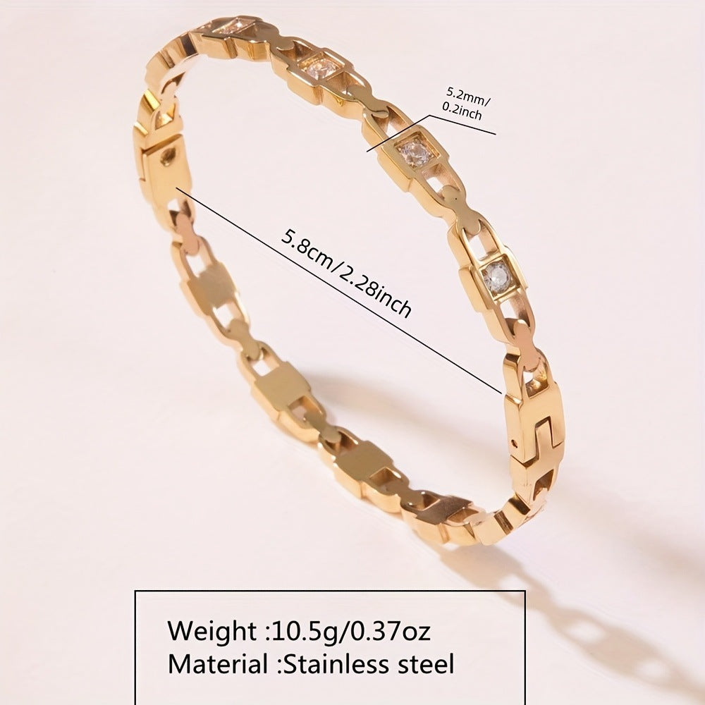 Elegant 18K Gold Plated Geometric Round Titanium Steel Bracelet