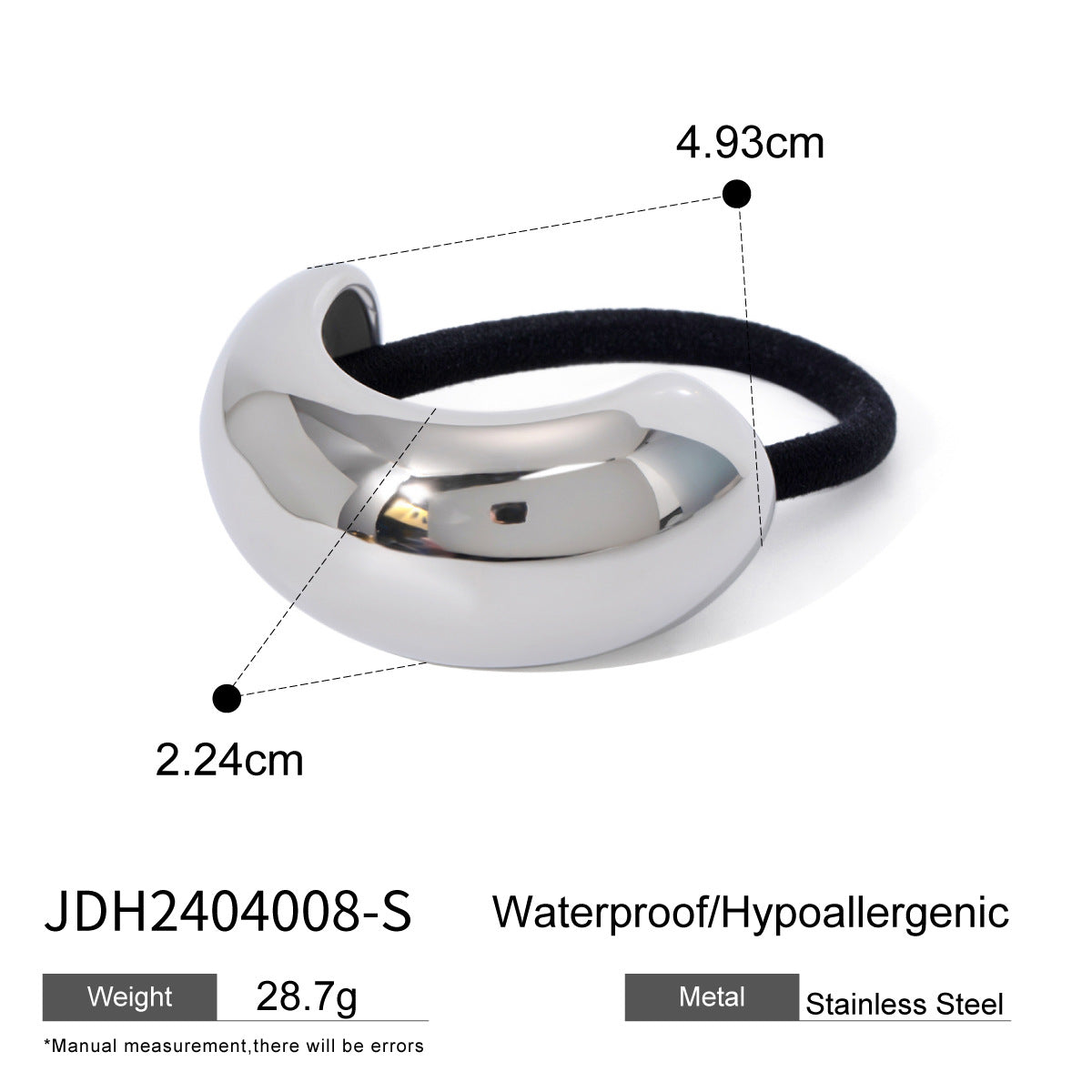 Minimalist Half-Circle Stainless Steel Hair Tie with Plated Finish for Women