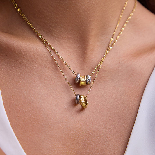 Collar Minimalista Geométrico Redondo de Acero Inoxidable y Titanio para Mujer, Cadena de Clavícula