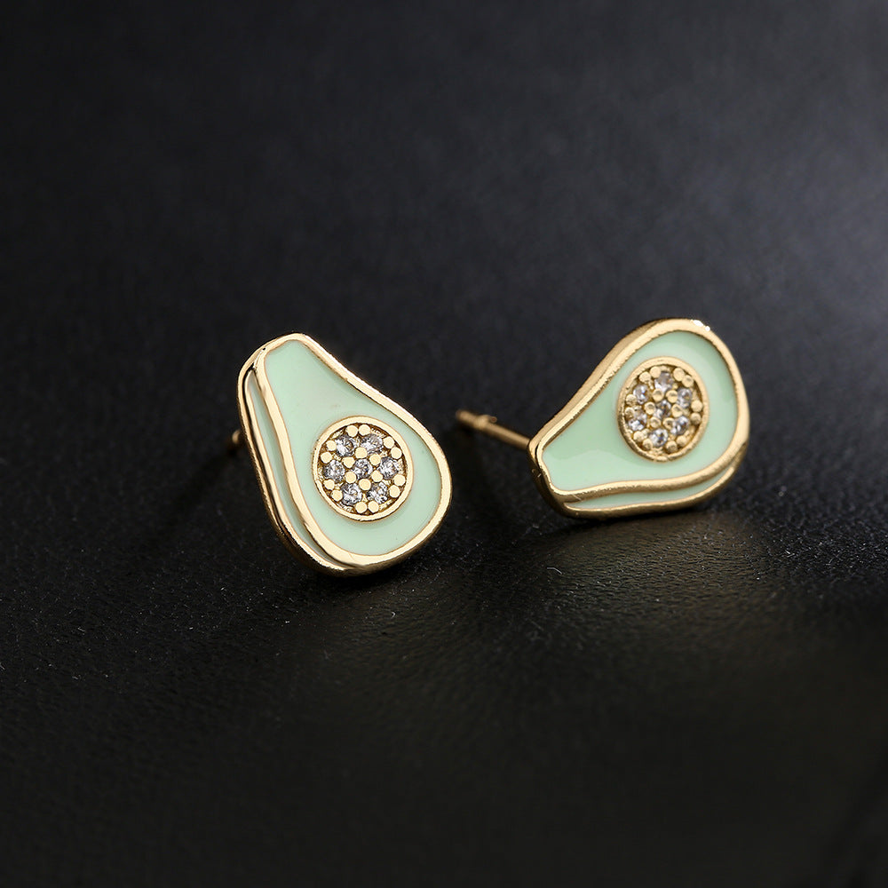 Orecchini a perno geometrici minimalisti e carini da donna in rame placcato oro 18 carati e intarsio di zirconi